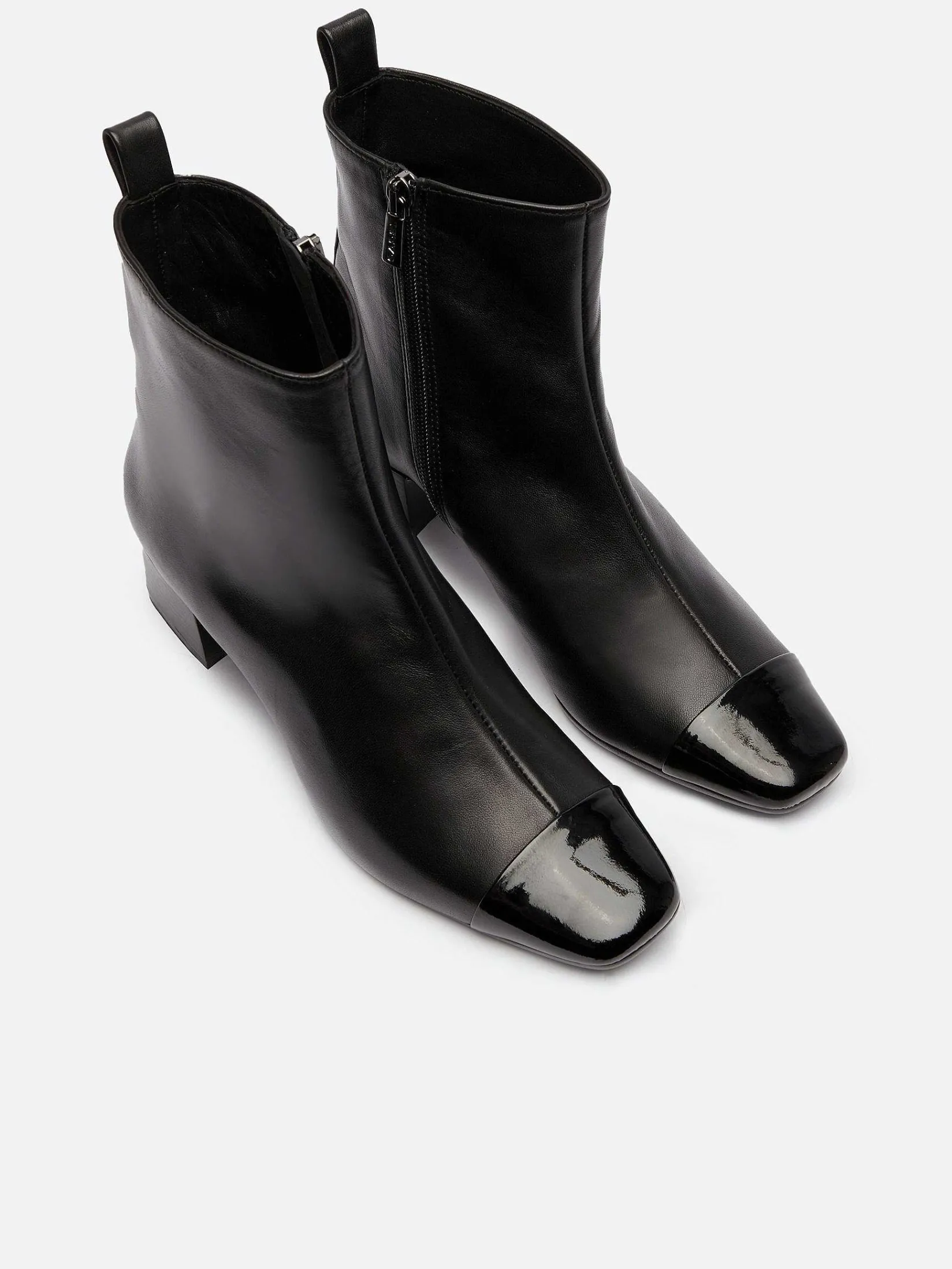 Black Leather And Patent Ankle Boots-Carel Shop
