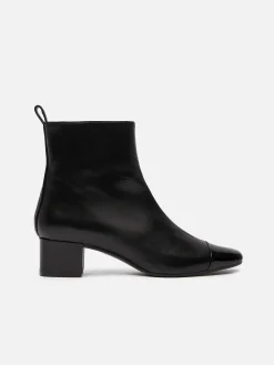 Black Leather And Patent Ankle Boots-Carel Shop