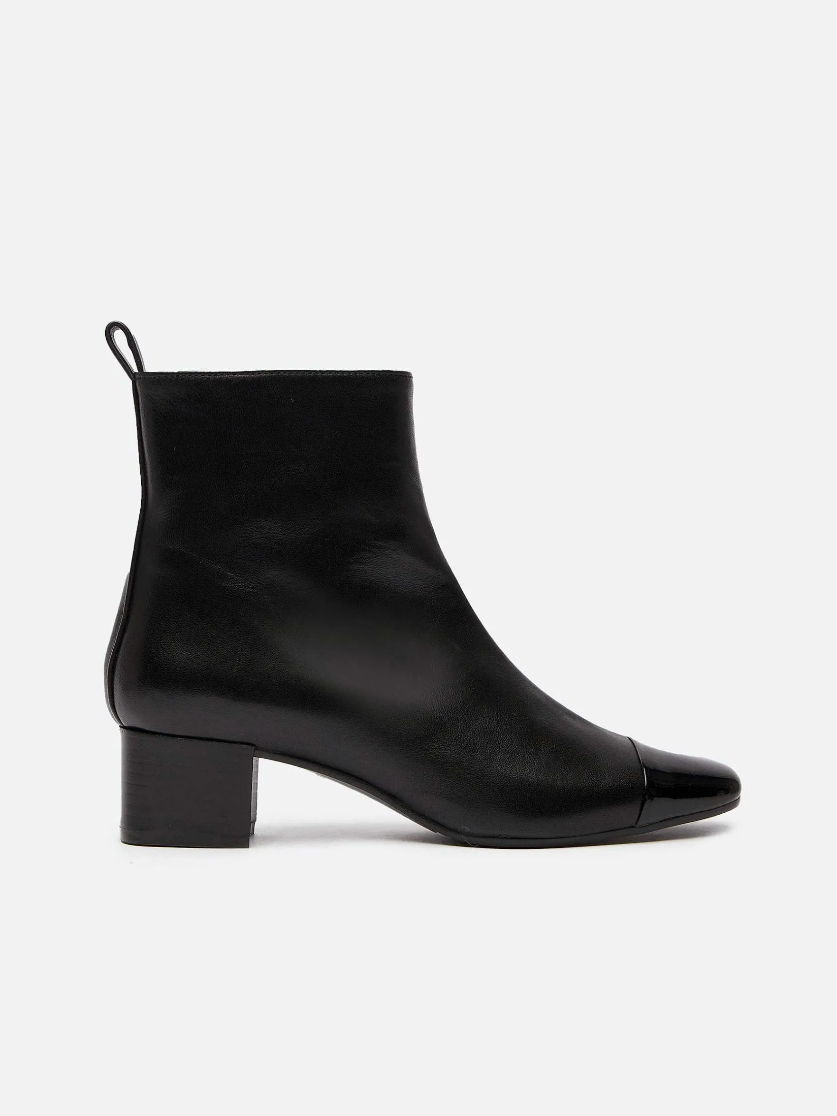 Black Leather And Patent Ankle Boots-Carel Shop