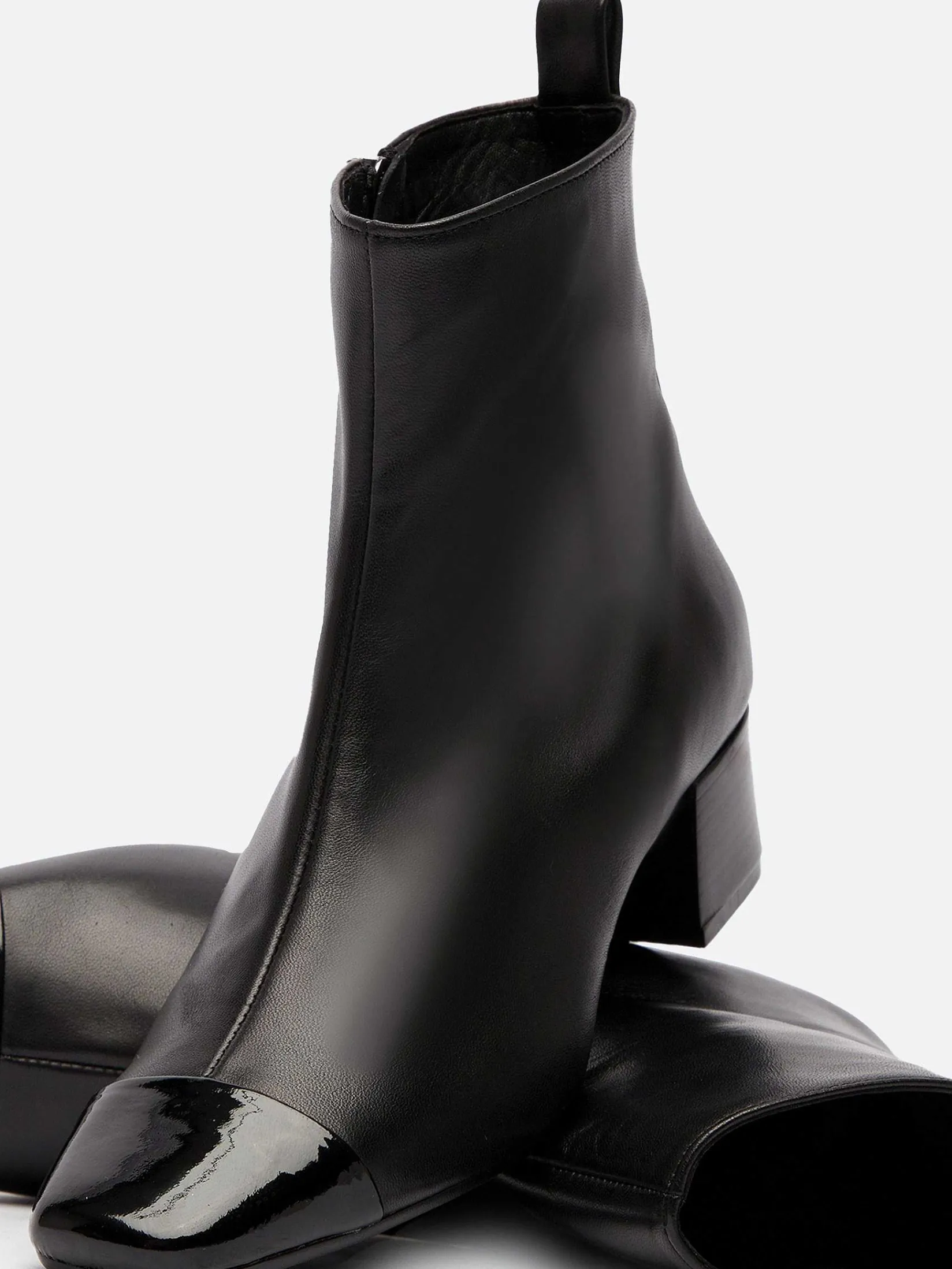 Black Leather And Patent Ankle Boots-Carel Shop