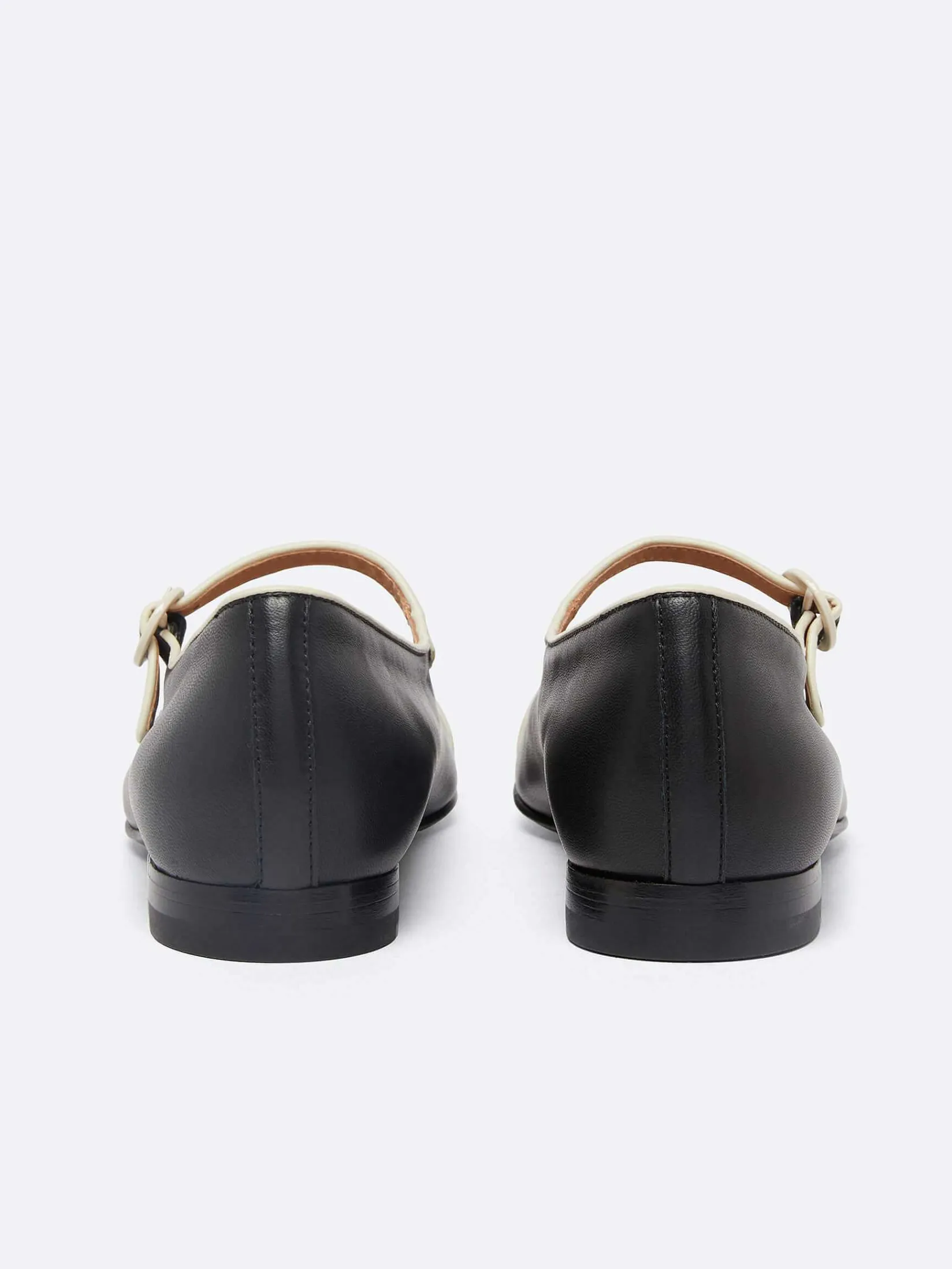 Black Leather Ivory Piping Mary Janes-Carel Best Sale
