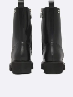 Black Leather Lace-Up Boots-Carel Cheap