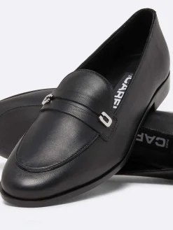 Black Leather Loafers-Carel Cheap