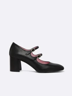 Black Leather Mary Janes Pumps-Carel Online