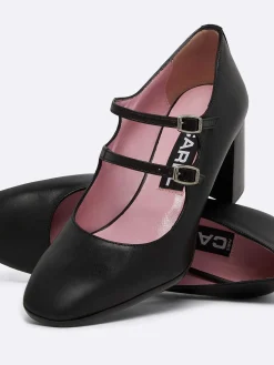 Black Leather Mary Janes Pumps-Carel Online