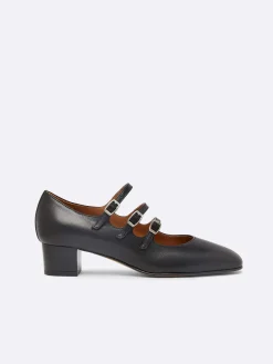 Black Leather Mary Janes Pumps-Carel Store