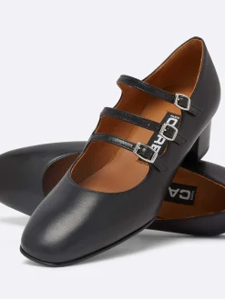 Black Leather Mary Janes Pumps-Carel Store