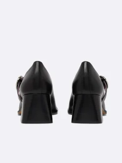 Black Leather Mary Janes Pumps-Carel Discount