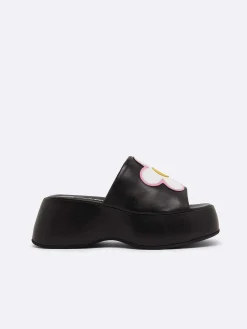 Black Leather Platform Mules-Carel Best Sale