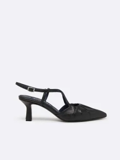 Black Leather Slingback Pumps-Carel Outlet