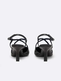 Black Leather Slingback Pumps-Carel Outlet