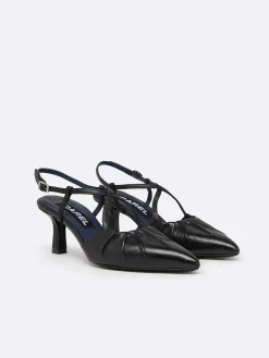 Black Leather Slingback Pumps-Carel Outlet
