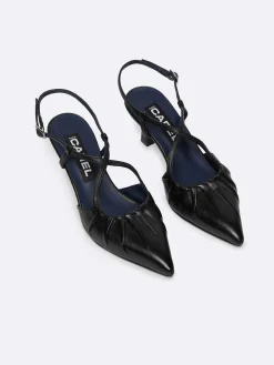 Black Leather Slingback Pumps-Carel Outlet