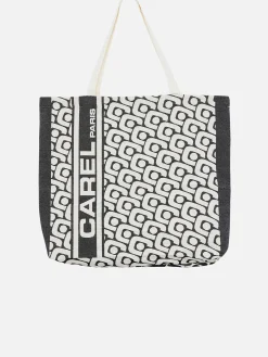 Black Monogrammed Tote Bag With Jacquard Weave-Carel Clearance