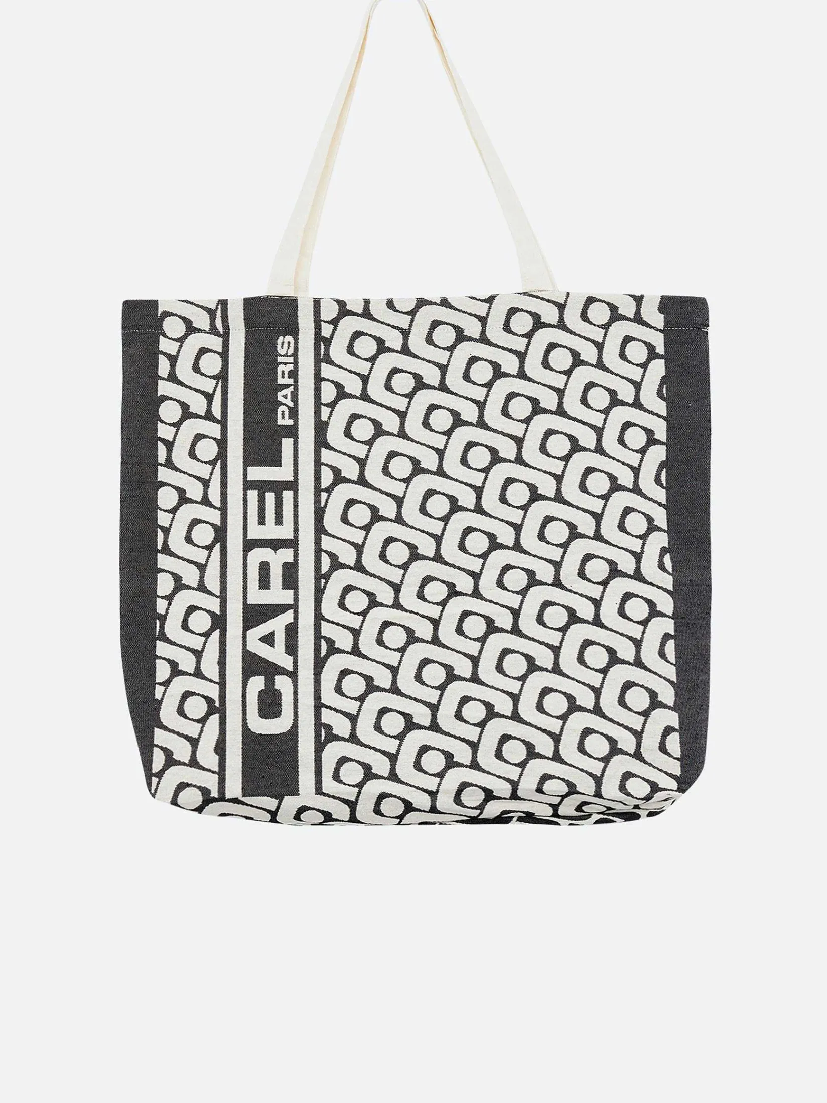 Black Monogrammed Tote Bag With Jacquard Weave-Carel Clearance