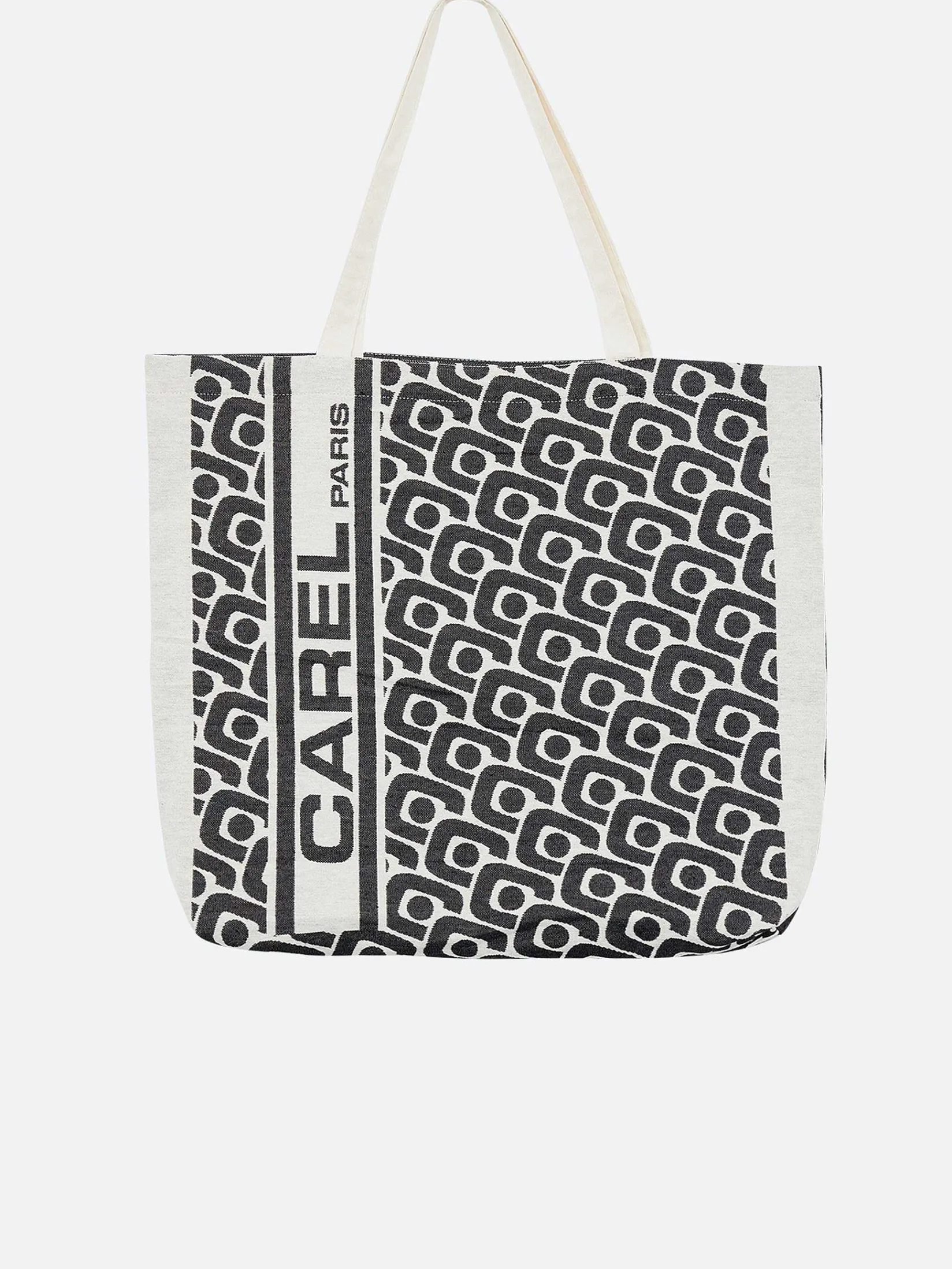 Black Monogrammed Tote Bag With Jacquard Weave-Carel Clearance