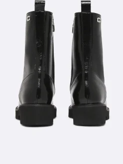 Black Naplack Leather Lace-Up Ankle Boots-Carel Store