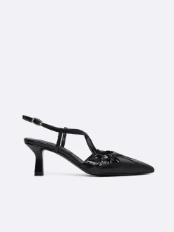 Black Naplack Leather Slingback Pumps-Carel Online
