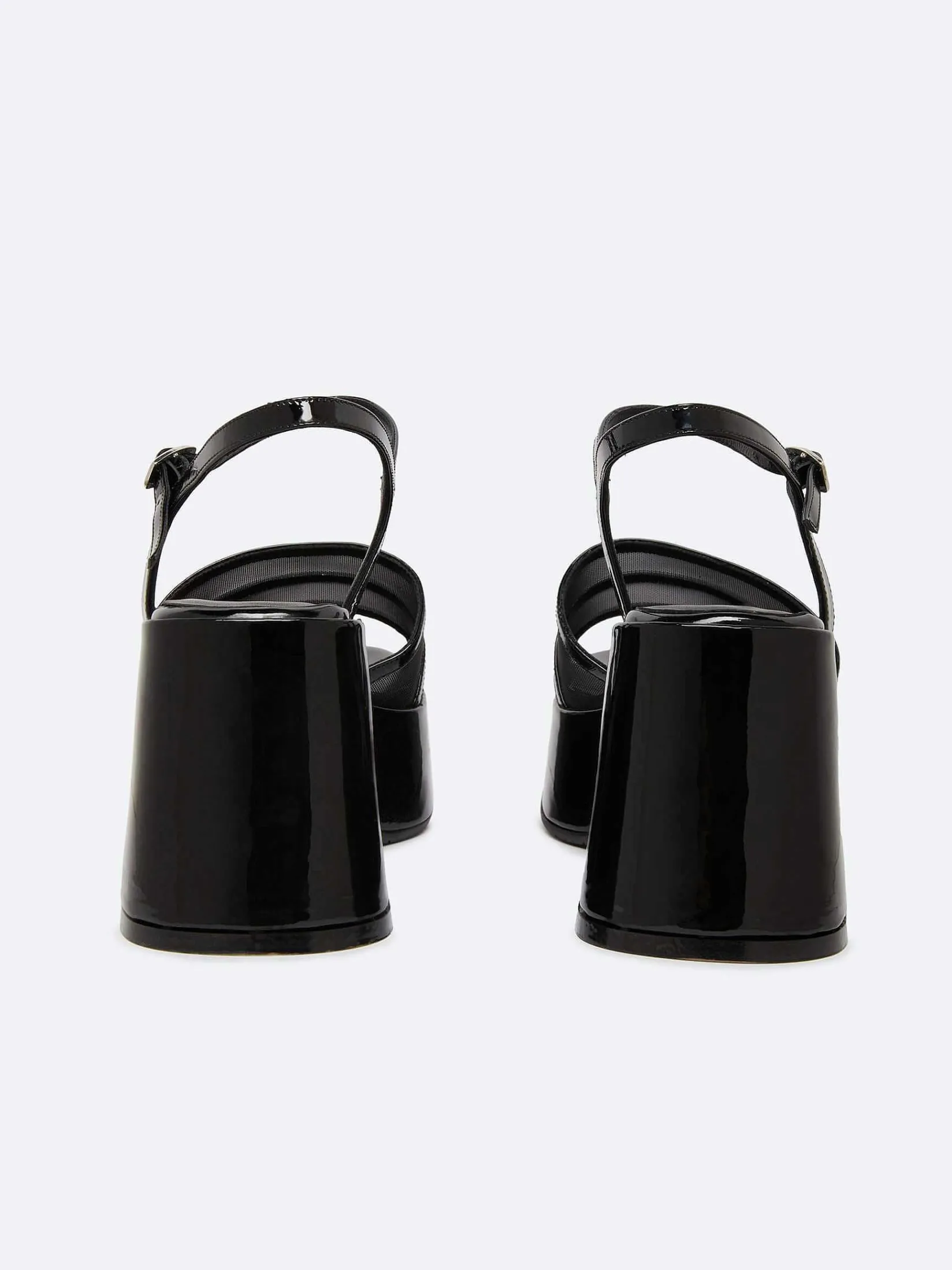 Black Patent Leather And Mesh Sandals-Carel Fashion