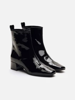 Black Patent Leather Ankle Boots-Carel Cheap