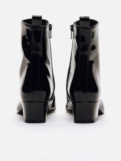 Black Patent Leather Ankle Boots-Carel Cheap