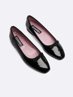 Black Patent Leather Ballet Flats-Carel Fashion