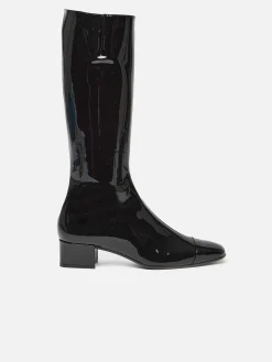 Black Patent Leather High Boots-Carel Cheap