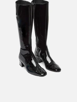 Black Patent Leather High Boots-Carel Cheap