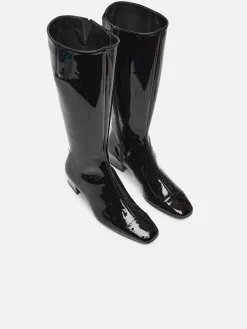 Black Patent Leather High Boots-Carel Cheap
