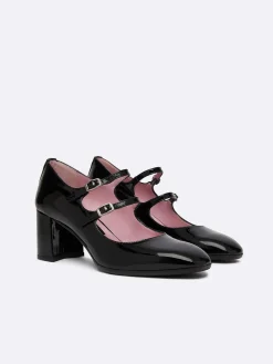 Black Patent Leather Mary Janes Pumps-Carel New