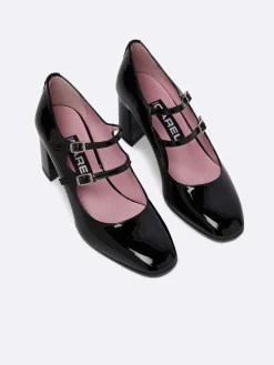 Black Patent Leather Mary Janes Pumps-Carel New