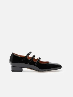 Black Patent Leather Mary Janes Ballet Flats-Carel Clearance