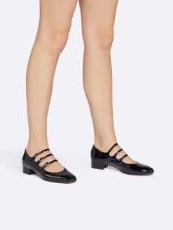 Black Patent Leather Mary Janes Ballet Flats-Carel Clearance