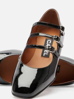 Black Patent Leather Mary Janes Ballet Flats-Carel Clearance