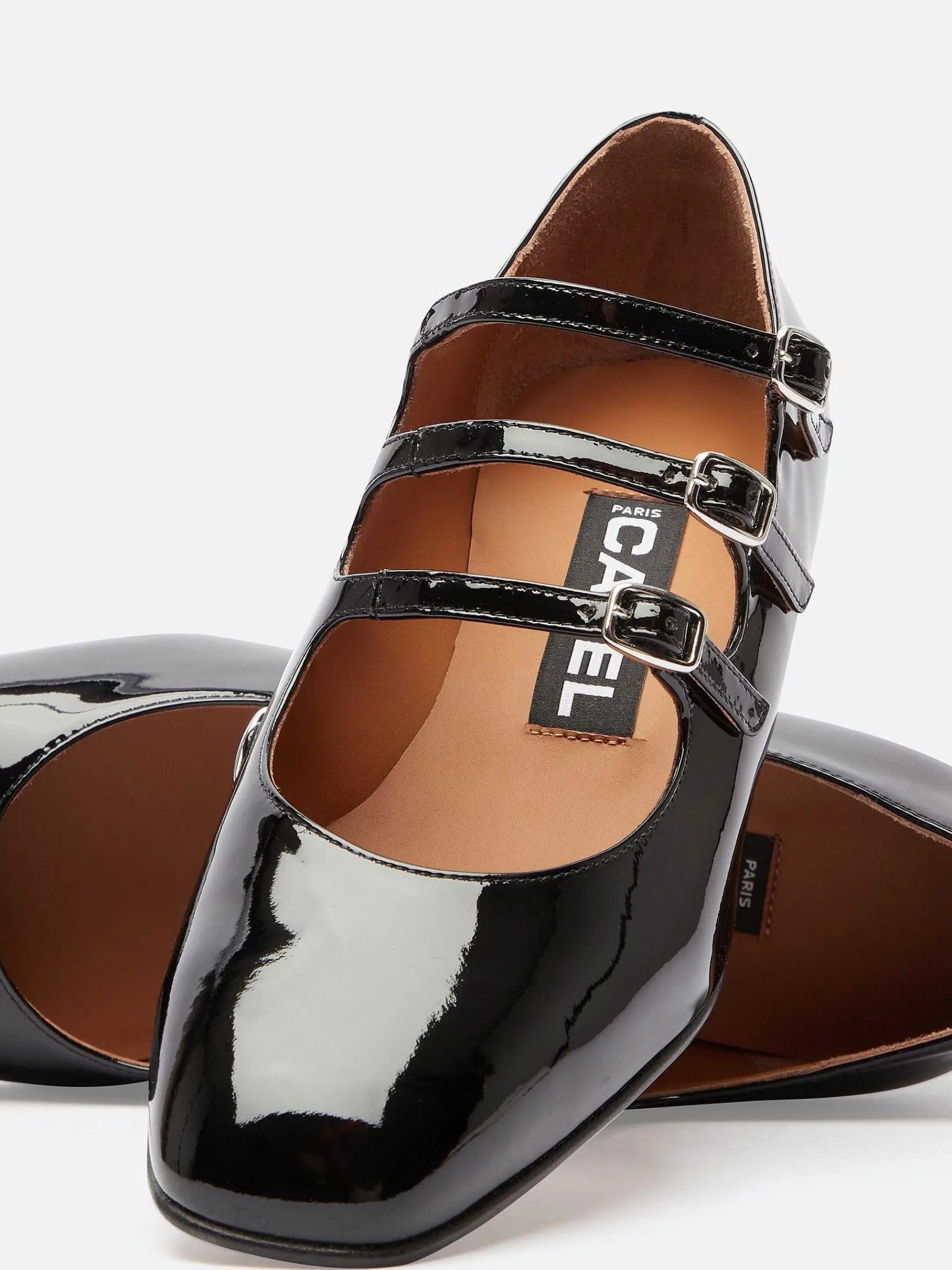 Black Patent Leather Mary Janes Ballet Flats-Carel Clearance