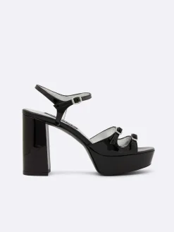 Black Patent Leather Platform Sandals-Carel Shop