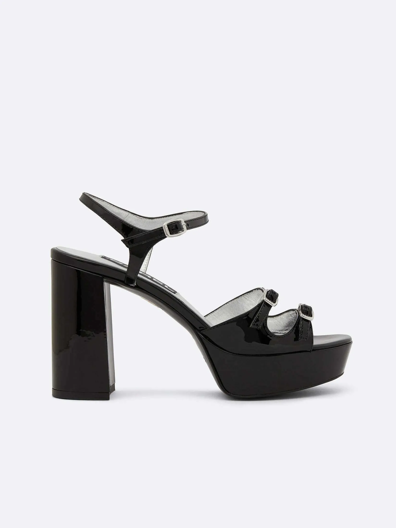 Black Patent Leather Platform Sandals-Carel Shop