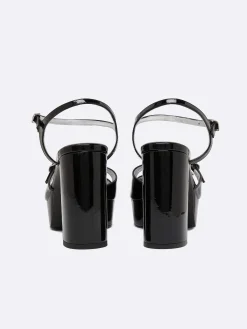 Black Patent Leather Platform Sandals-Carel Shop
