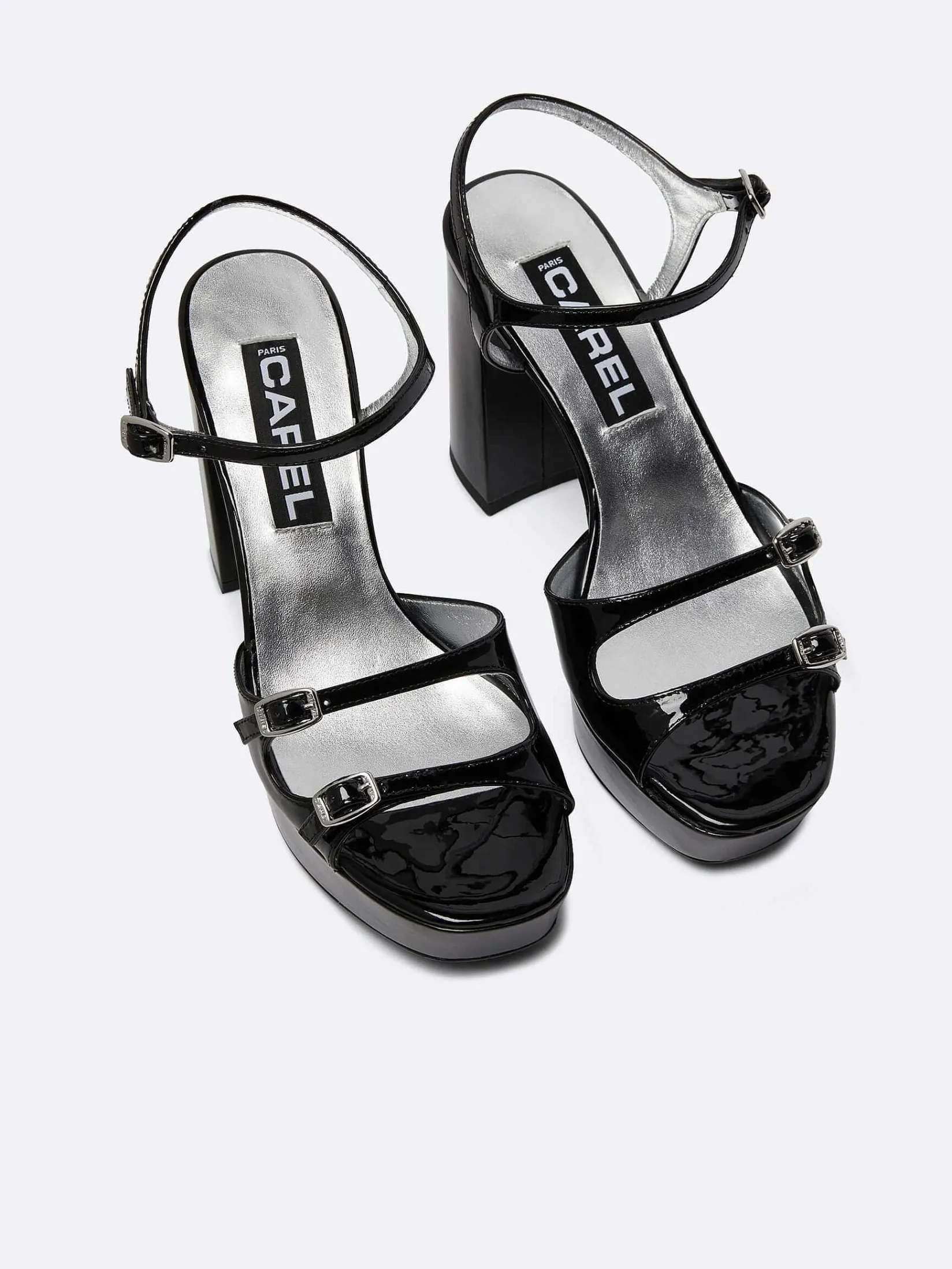 Black Patent Leather Platform Sandals-Carel Shop