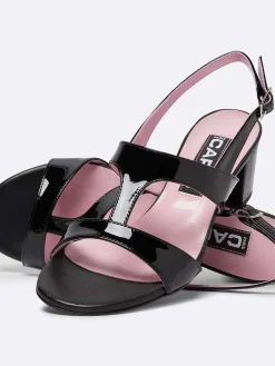 Black Patent Leather Sandals-Carel Fashion