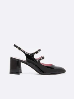 Black Patent Leather Slingback Mary Janes-Carel Best Sale