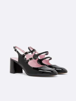 Black Patent Leather Slingback Mary Janes-Carel Best Sale