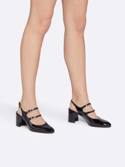 Black Patent Leather Slingback Mary Janes-Carel Best Sale