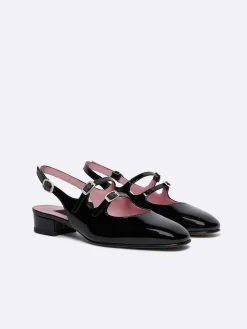 Black Patent Leather Slingback Mary Janes-Carel Outlet
