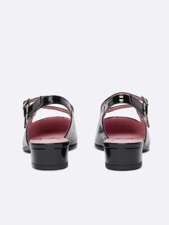 Black Patent Leather Slingback Mary Janes-Carel Outlet