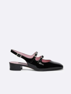 Black Patent Leather Slingback Mary Janes-Carel Outlet