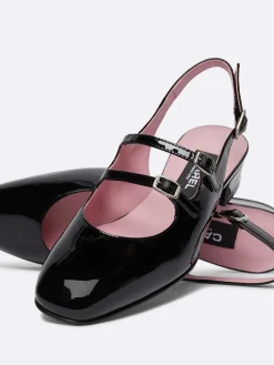Black Patent Leather Slingback Mary Janes-Carel Outlet
