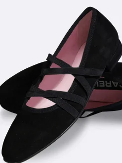 Black Suede Leather Ballet Flats-Carel Cheap