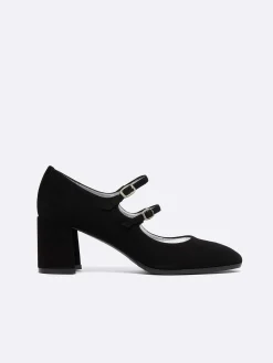 Black Suede Leather Mary Janes Pumps-Carel Best Sale