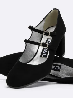 Black Suede Leather Mary Janes Pumps-Carel Best Sale